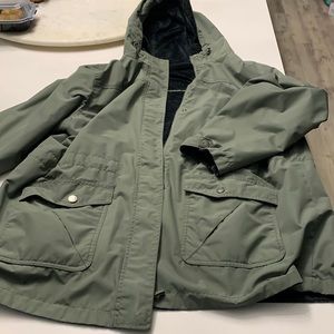 Natural Reflections Reversible coat womens green /navy blue Fleece Hooded